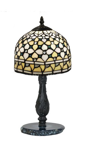 Small table lamp with blue agate base with Tiffany lampshade diameter 20cm Queen Series of "Tiffan and light"