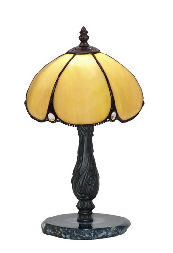 Small table lamp with blue agate base with Tiffany screen diameter 20cm Virginia series of "Tiffan and light"