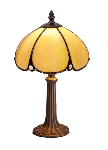 Kleine Tischlampe mit Tiffany-Baumsockel, Durchmesser 20 cm, Virginia-Serie