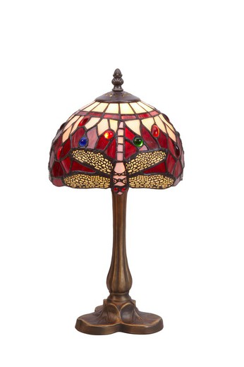 Kleinere Tischlampe von Tiffany, Durchmesser 20 cm, Serie Belle Rouge
