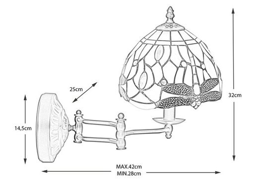 Tiffany mobile wall lamp Belle Epoque series diameter 20cm Tiffan and light