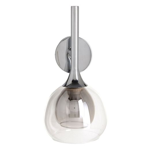 Grey metal and glass wall light, 19 x 19 x 30 cm