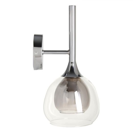 Grey metal and glass wall light, 19 x 19 x 30 cm