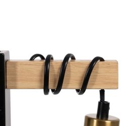 Black-natural metal-wood wall light 15 x 5 x 12 cm