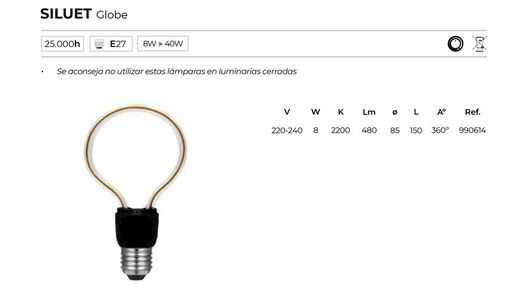 Siluet Globe Glühbirne E27 Gewinde