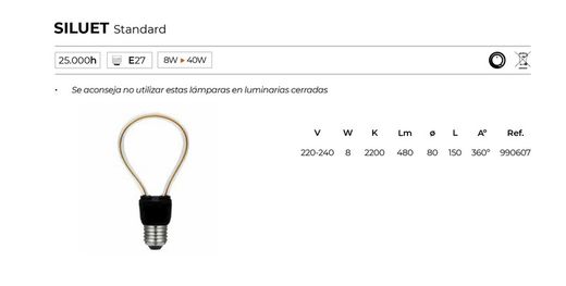 Bombilla Siluet Standard rosca E27