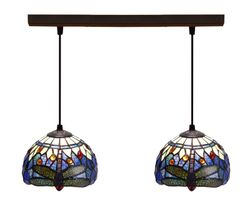 Ceiling pendant with two Tiffany lampshades Belle Epoque Series d.20cm x 2