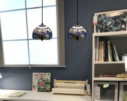 Ceiling pendant with two Tiffany lampshades Belle Epoque Series d.20cm x 2