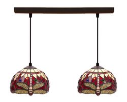 Colgante de techo con dos pantallas Tiffany Serie Belle Rouge  d.20cm
