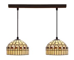Sospensione a soffitto con due schermi Tiffany Series Compact Beig d.20cm