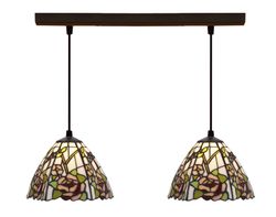 Colgante de techo con dos pantallas Tiffany Serie Compact Blanca d.20cm