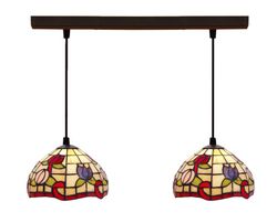 Colgante de techo con dos pantallas Tiffany Serie Compact d.20cm