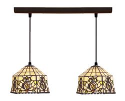 Colgante de techo con dos pantallas Tiffany Serie Hexa d.20cm