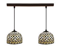 Sospensione a soffitto con due paralumi Serie Tiffany Queen d.20cm