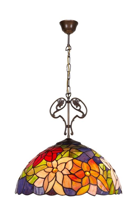 Pingente de teto diâmetro maior 40cm com corrente e ornamento fundido Série Tiffany Güell