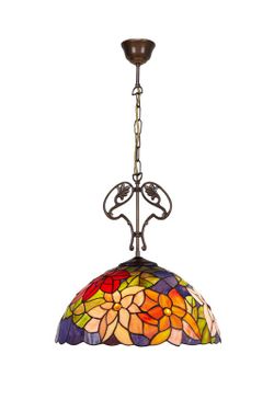 Pingente de teto diâmetro maior 40cm com corrente e ornamento fundido Série Tiffany Güell
