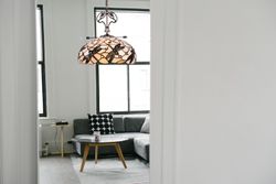 Ceiling pendant larger diameter 45cm with chain and ornament cast Tiffany Pedrera Series