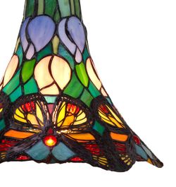 Pendente da soffitto Tiffany medio con decoro in ghisa e catena diametro 35cm Serie Butterfly