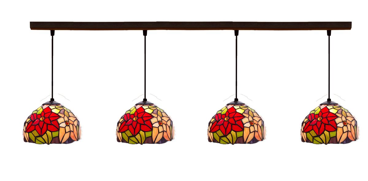 Colgante regleta Tiffany con 4 pantallas Serie Güell