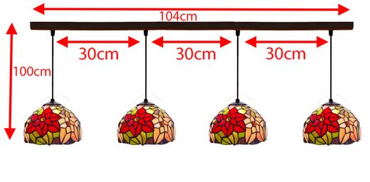 Colgante regleta Tiffany con 4 pantallas Serie Güell