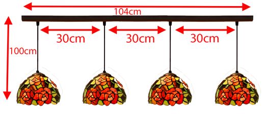 Lampada a sospensione Tiffany con 4 paralumi, serie New York