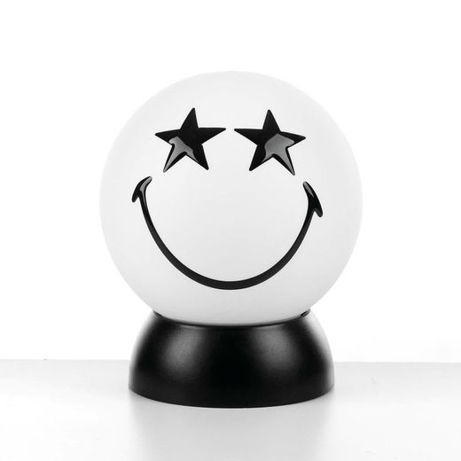 Emoticono Smiley blanco divertido con estrellas en los ojos