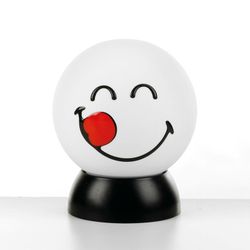 White smiley emoticon sticking out tongue