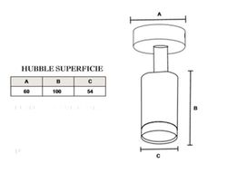 Spot de surface HUBBLE en aluminium peint en noir. Ampoule dichroïque 6w INCLUS