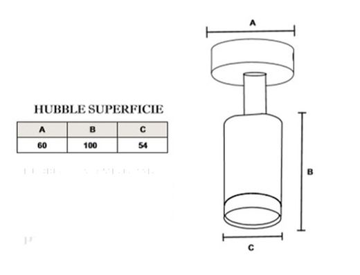 Spot de surface HUBBLE en aluminium peint en noir. Ampoule dichroïque 6w INCLUS