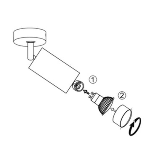 Spot de surface HUBBLE en aluminium peint en noir. Ampoule dichroïque 6w INCLUS