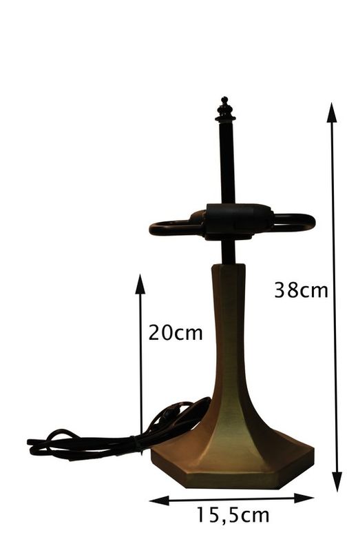 Instalación sobremesa forma pentágono 2 luces E14 para pantalla diámetro 20cm