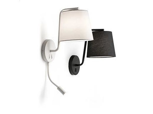 White BERNI wall lamp with LED reader Faro