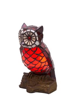 Tiffany Owl Lamp Color Red Tiffan and Light Height 30cm