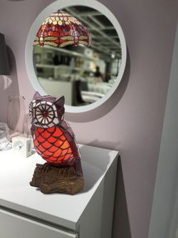 Tiffany Owl Lamp Color Red Tiffan and Light Height 30cm