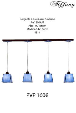 Pendant lamp with 4 Tiffany blue lampshades