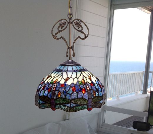 Pendelleuchte mit Tiffany-Ornament Durchmesser 30 cm Belle Epoque Serie Tiffan und Licht
