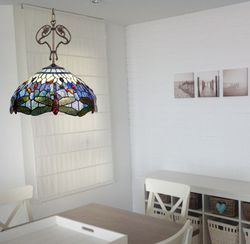 Luminária pendente com ornamento Tiffany diâmetro 40cm Belle Epoque Series Tiffan and Light