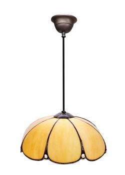 Lampada a sospensione con cavo nero Serie Tiffany Virginia Diametro 30cm di "Tiffan e Luce"