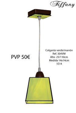 Lámpara colgante con pantalla Tiffany color verde