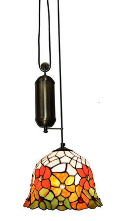 Tiffany Ceiling Pendant Lamp goes up and down with pulleys Bell Series d.30cm
