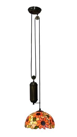 Lámpara Colgante Tiffany de techo sube y baja con poleas Serie Diamond d.30cm