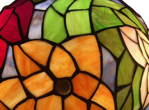 Lámpara Colgante Tiffany de techo sube y baja con poleas Serie Güell d.30cm