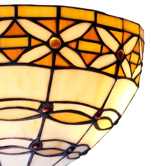 Lámpara Colgante Tiffany de techo sube y baja con poleas Serie Marfíl d.30cm