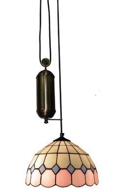 Tiffany Ceiling Pendant Lamp goes up and down with pulleys Pink Series d.30cm