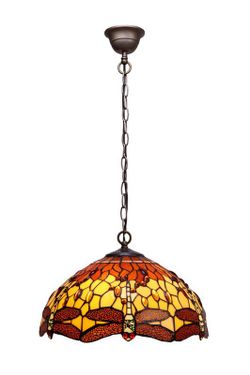 Tiffany Pendant Lamp Series Belle Amber Diameter 41cm Tiffan and Light