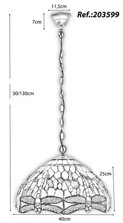 Suspension Tiffany Série Belle Rouge Diamètre 40cm Tiffan et Lumière