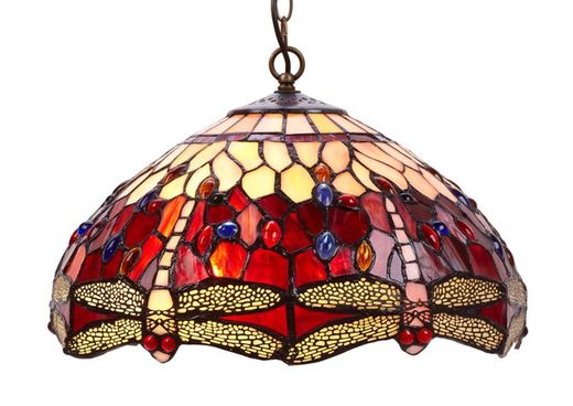 Suspension Tiffany Série Belle Rouge Diamètre 40cm Tiffan et Lumière