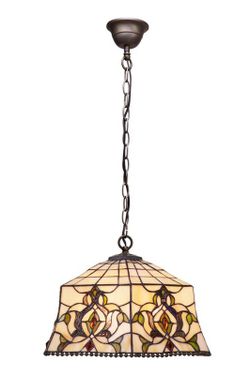 Lâmpada Pingente Tiffany Série Hexa Diâmetro 41cm Tiffan e Luz