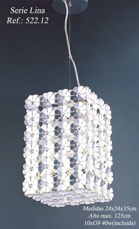 Lámpara cuadrada en flores de aluminio 24x24x35 Serie Lina