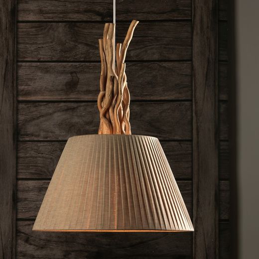 Lámpara de colgar Serie Woody con 1 pantalla Sabbia